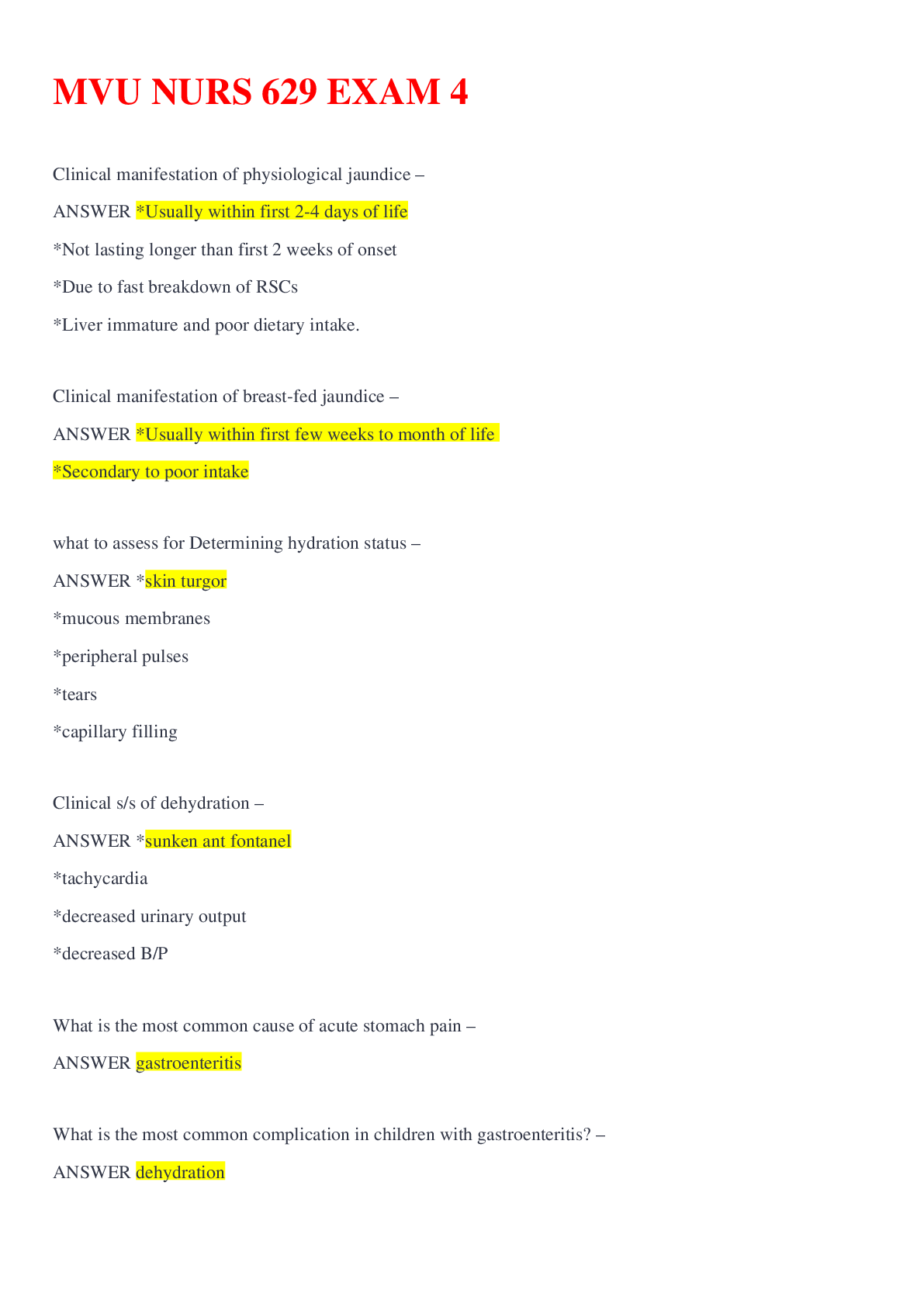 Preview image of MVU NURS 629 EXAM 4 WITH COMPLETE SOLUTION document